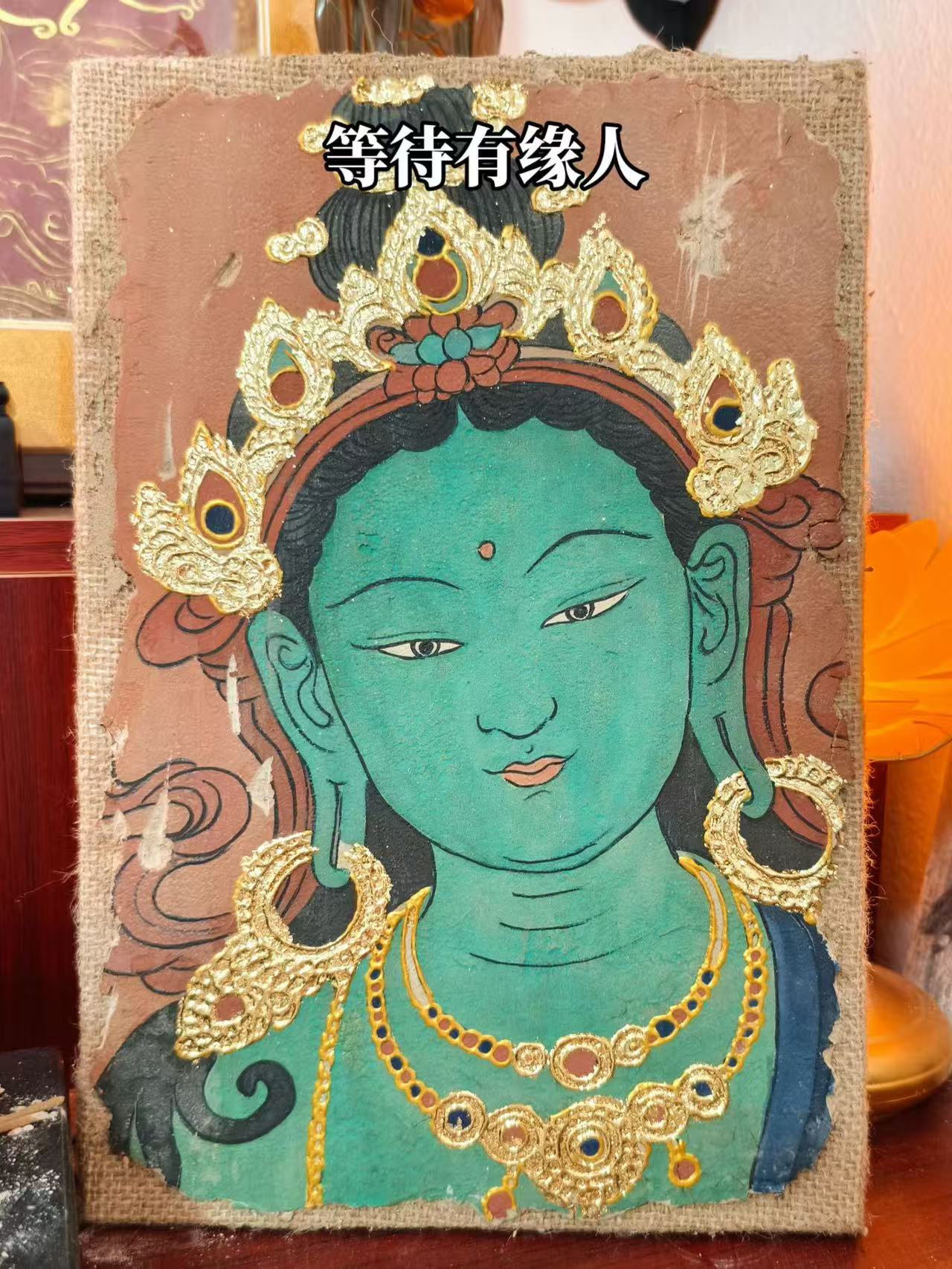 Ture Hand Painting Green Tara