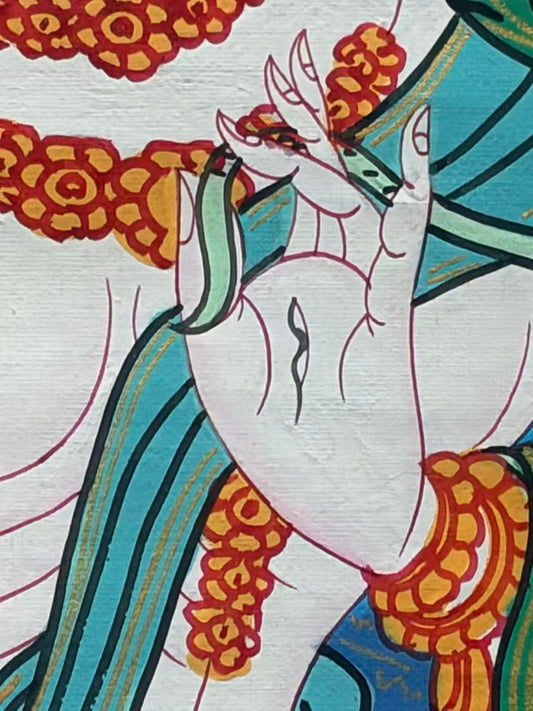 White Tara Hand-Painted Thangka