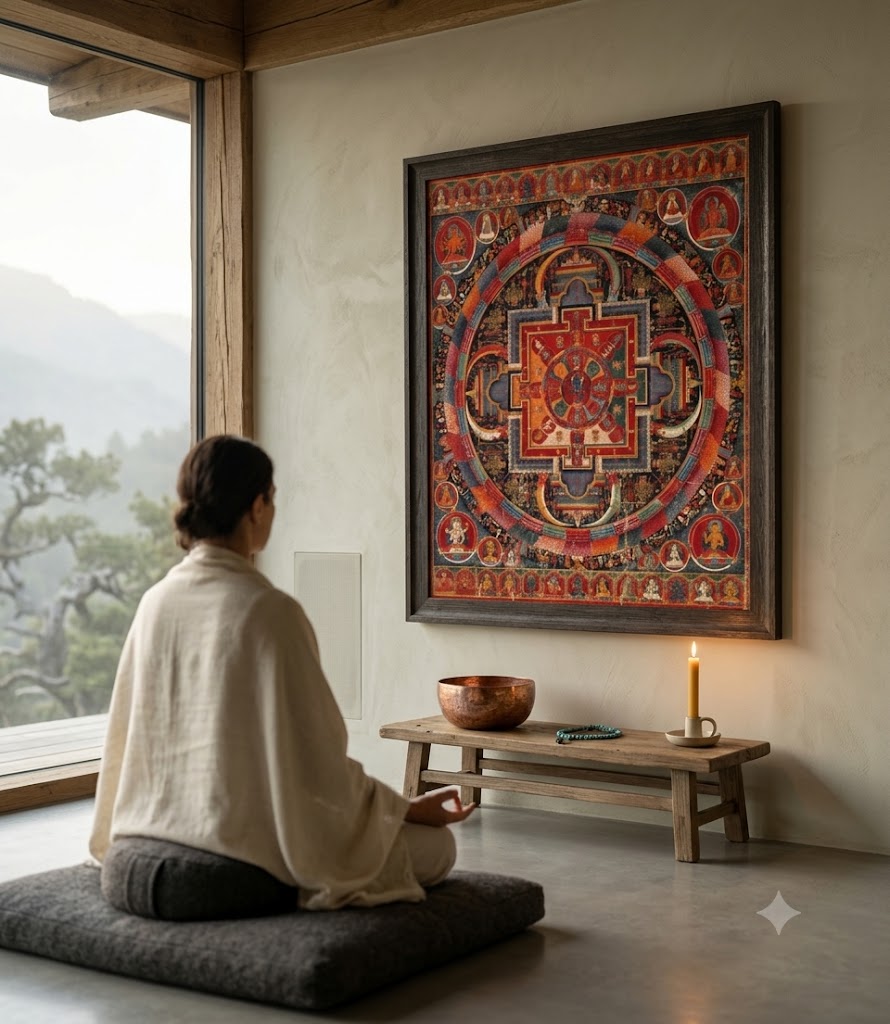 Museum-Grade Tibetan Thangka: The Sacred Mandala of Enlightened Deities