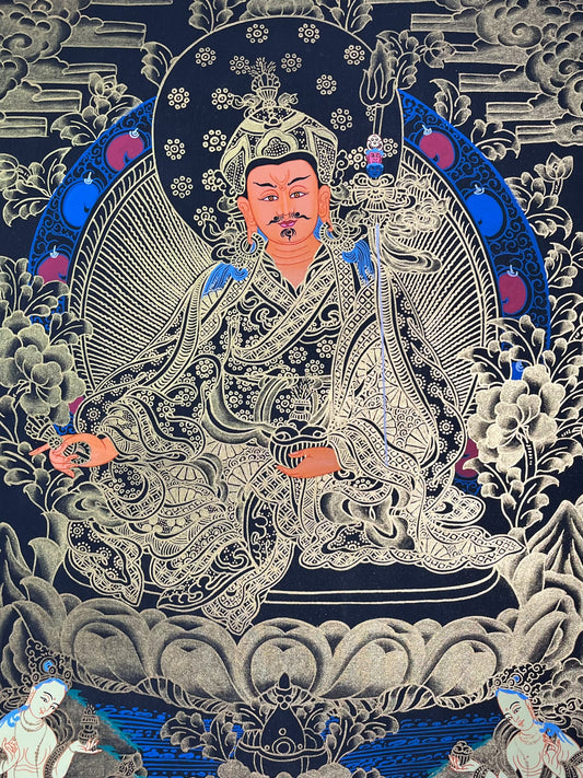 Purely hand-painted lotus peanut master thangka, hand-painted with mineral raw materials