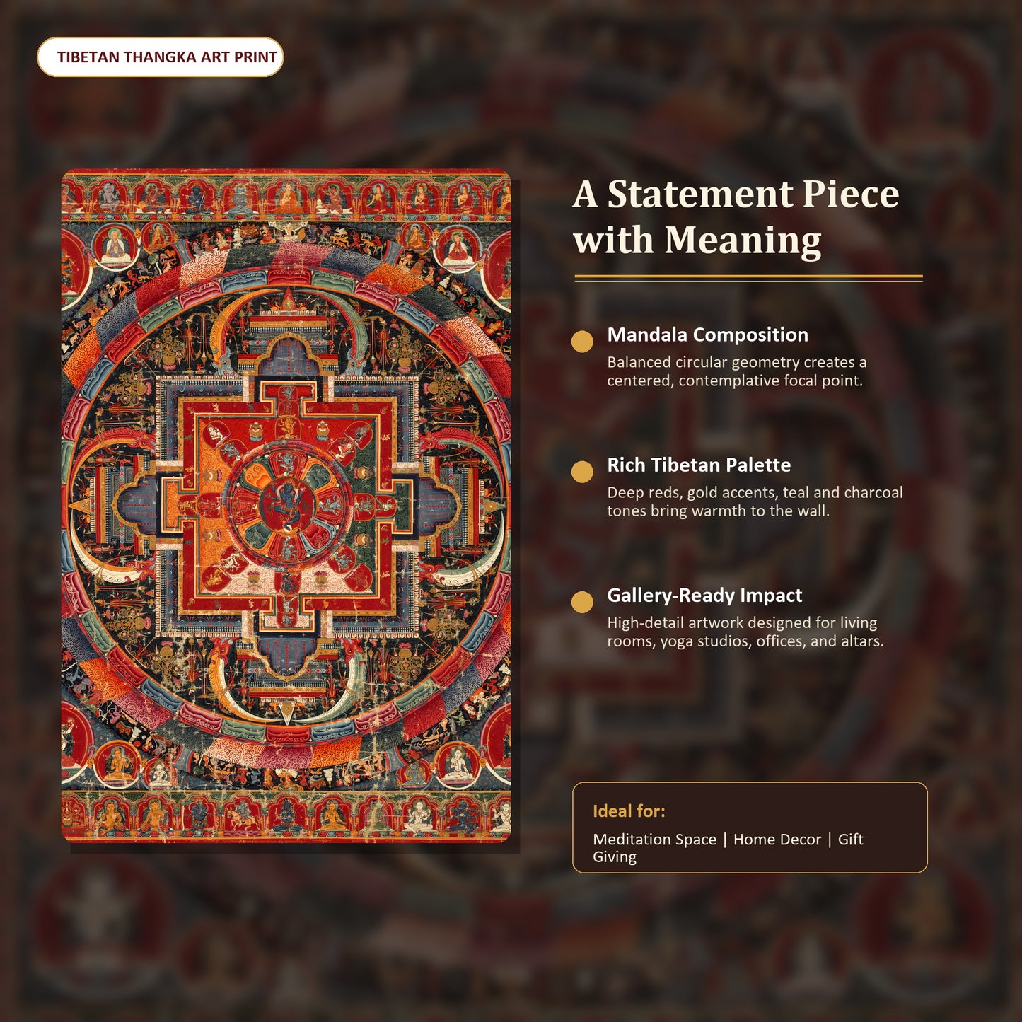 Museum-Grade Tibetan Thangka: The Sacred Mandala of Enlightened Deities