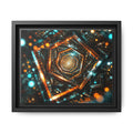 Framed Abstract Geometric Canvas — Multicolor Hexagonal Vortex Wall Art