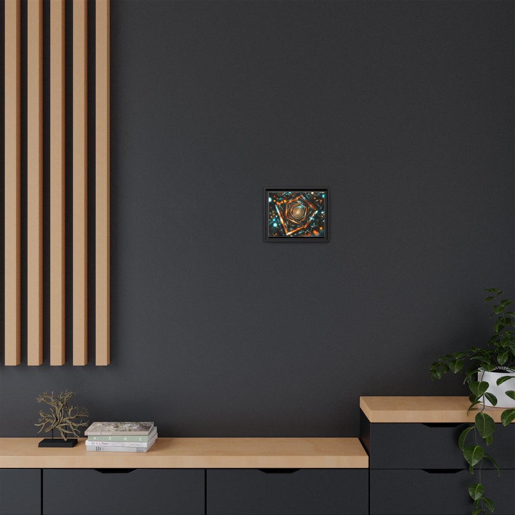 Framed Abstract Geometric Canvas — Multicolor Hexagonal Vortex Wall Art