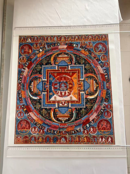 Met Museum 14th Century Jnanadakini Mandala Thangka Giclée Replica, Antique Tibetan Himalayan Wall Art, Museum Grade Meditation DecorSacred Geometry Meditation Decor for Home, Yoga Studio, and Living Room