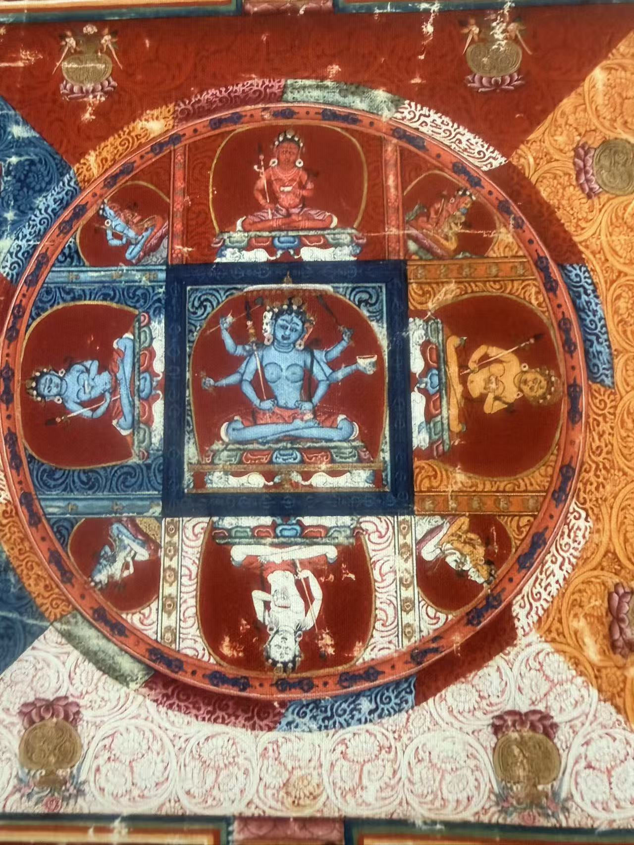 Met Museum 14th Century Jnanadakini Mandala Thangka Giclée Replica, Antique Tibetan Himalayan Wall Art, Museum Grade Meditation DecorSacred Geometry Meditation Decor for Home, Yoga Studio, and Living Room