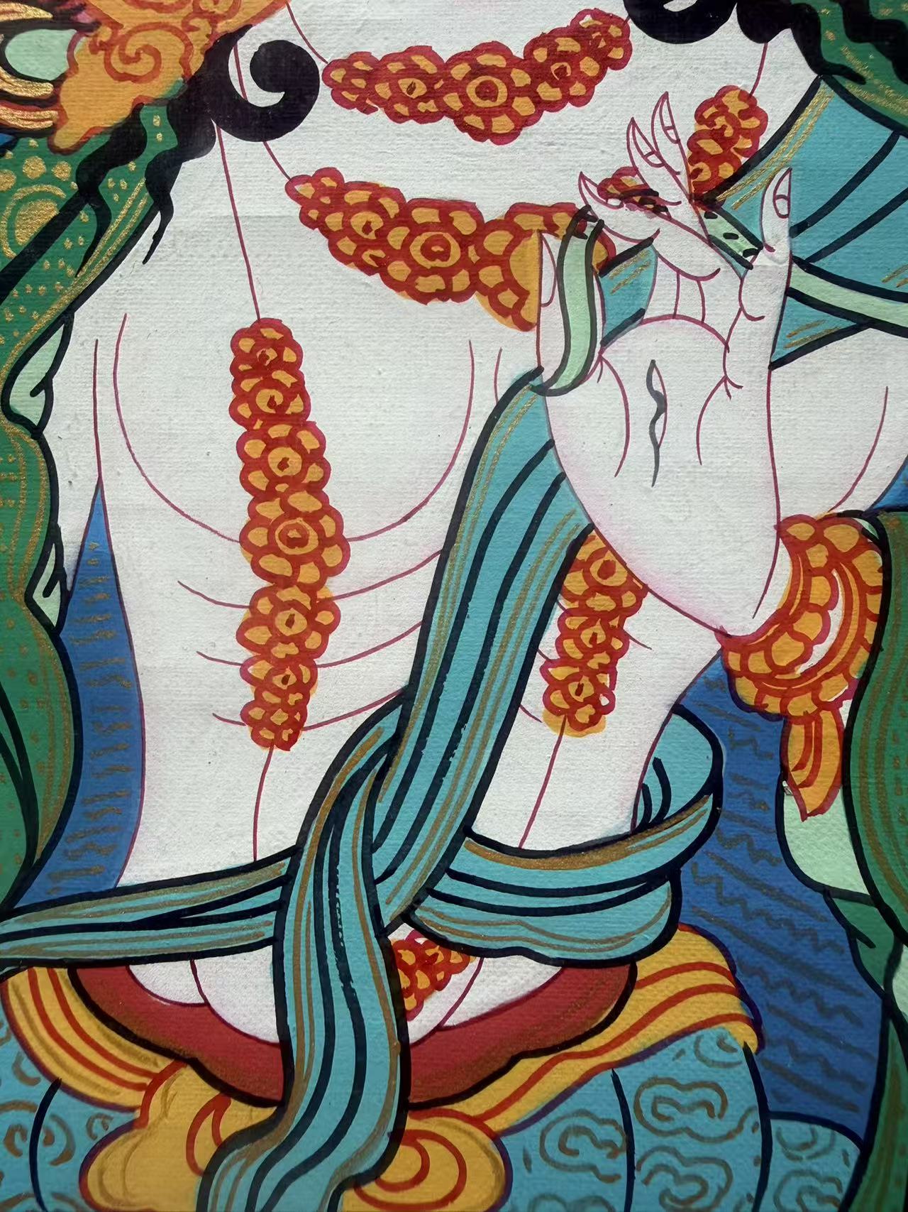 White Tara Hand-Painted Thangka