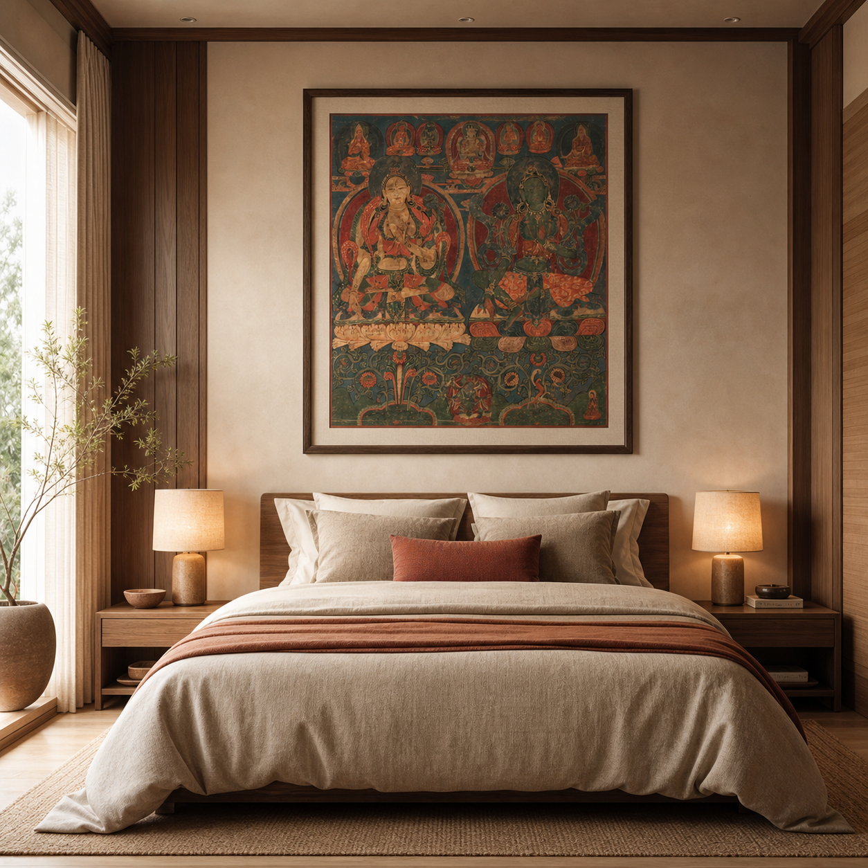 Green Tara White Tara Tibetan Buddhist Thangka Museum-Grade Giclée Print