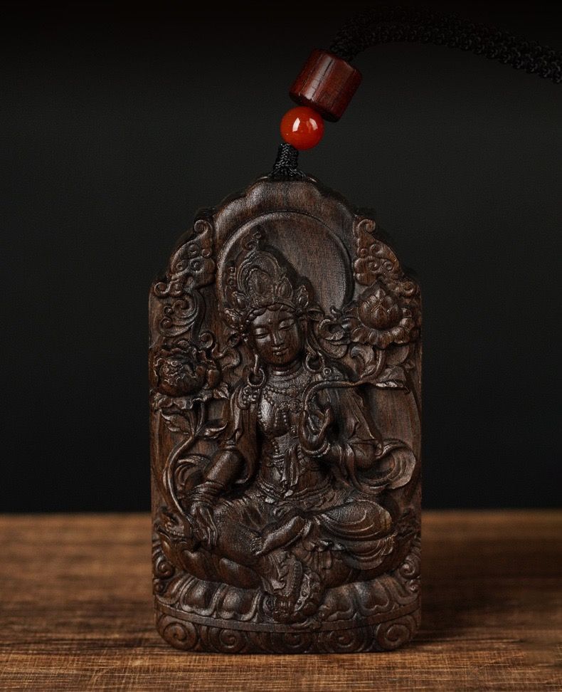 Green tara agarwood pendant pendant genuine authentic necklace keep safe gift