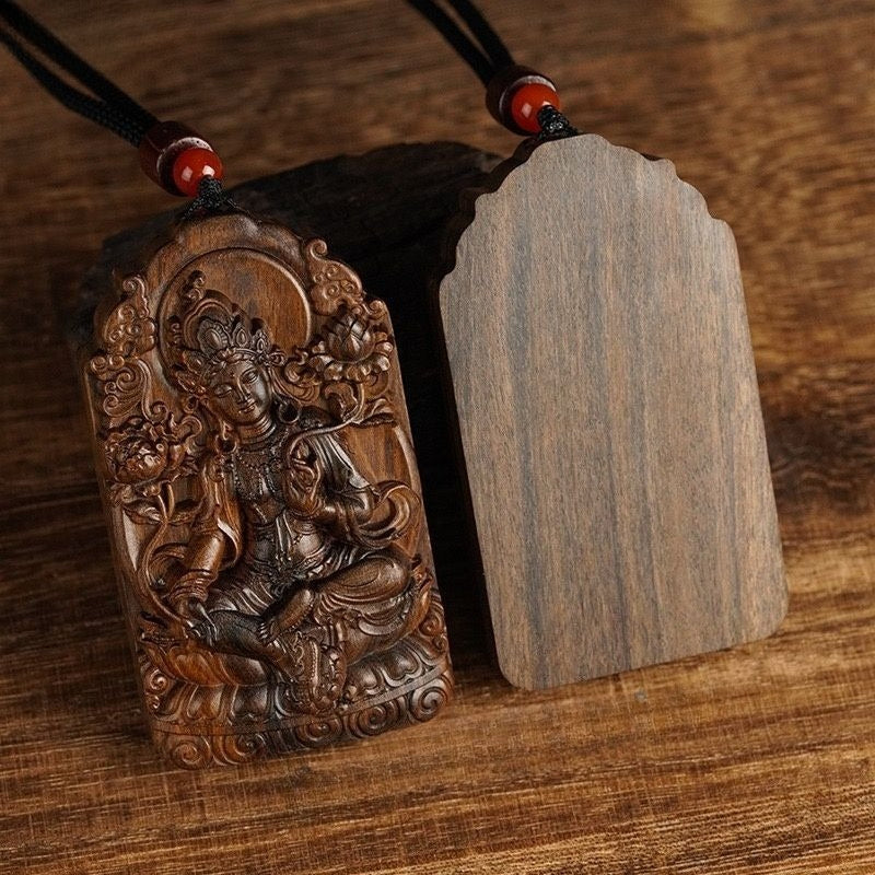 Green tara agarwood pendant pendant genuine authentic necklace keep safe gift