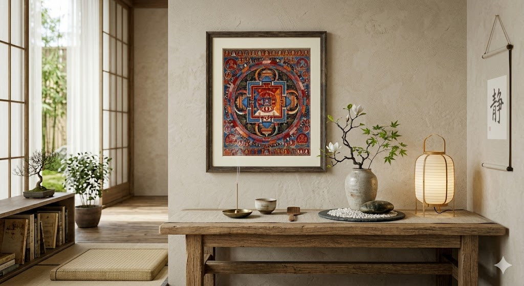Met Museum 14th Century Jnanadakini Mandala Thangka Giclée Replica, Antique Tibetan Himalayan Wall Art, Museum Grade Meditation DecorSacred Geometry Meditation Decor for Home, Yoga Studio, and Living Room