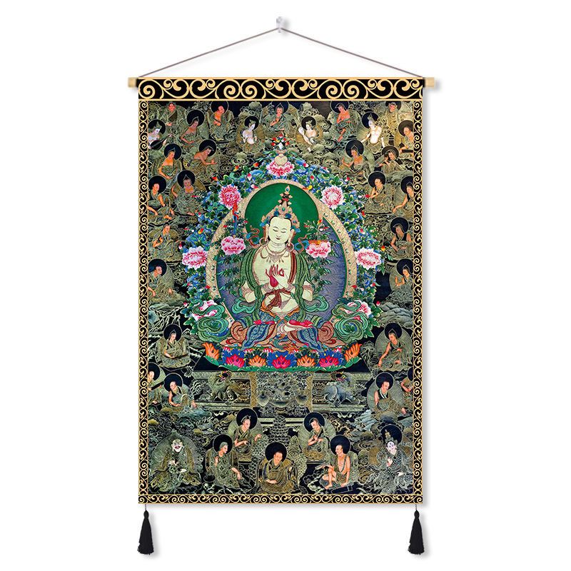 Tibetan thangka yellow god of wealth buddha statue fabric hanging painting decorative painting wall cloth entrance aisle hanging cloth background cloth customized