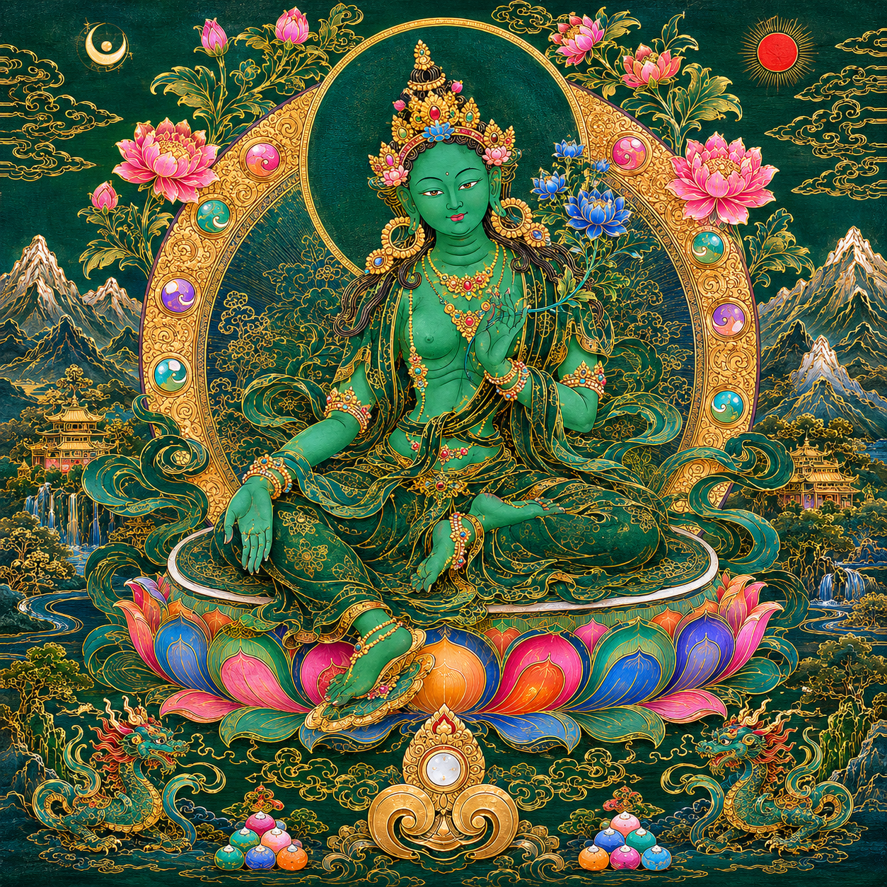 Green Tara （ Giclée Canvas Art Reproduction）