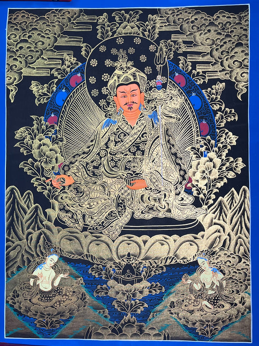 Purely hand-painted lotus peanut master thangka, hand-painted with mineral raw materials