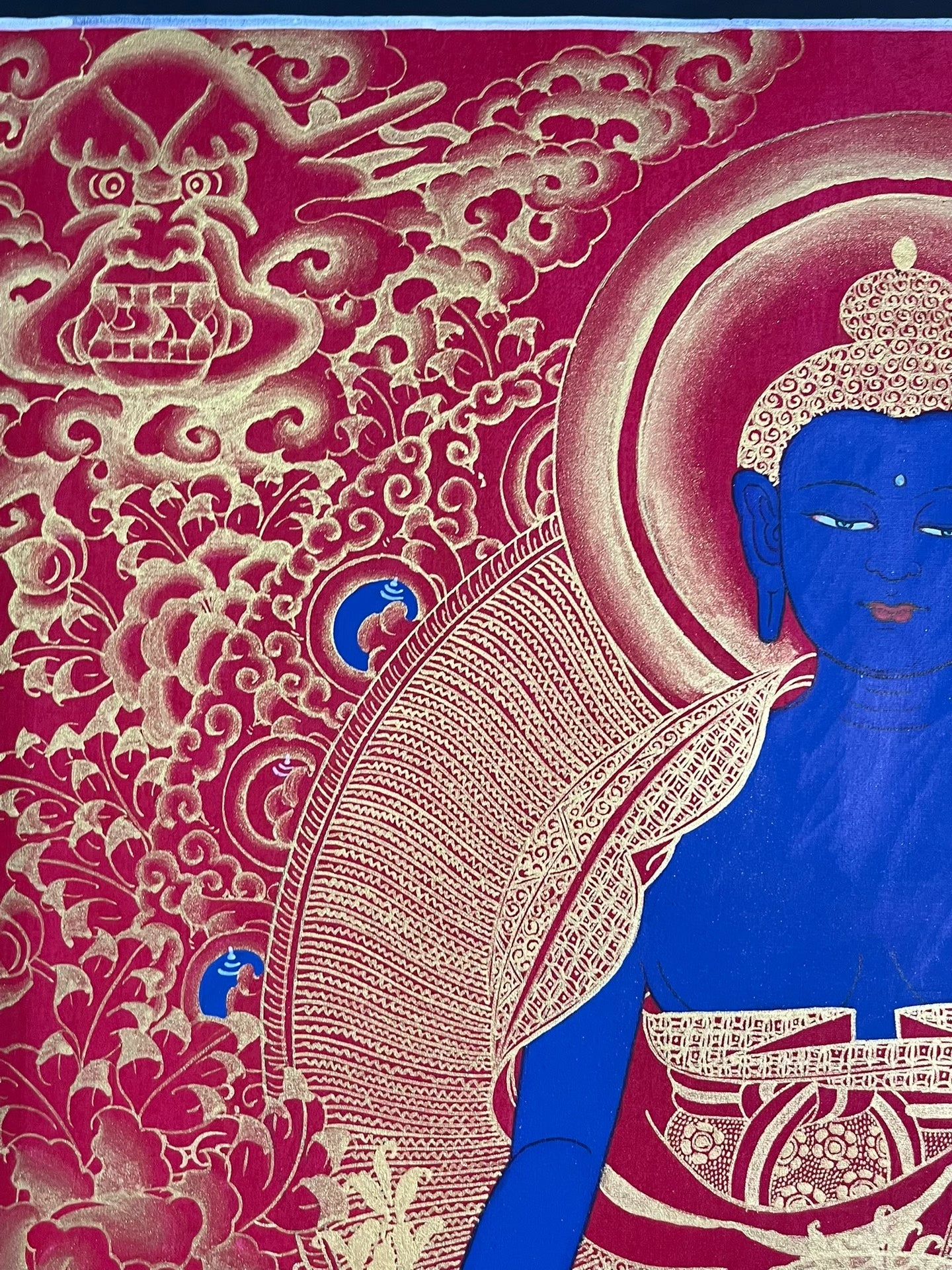 Nepalese master's pure handmade medicine buddha thangka, hand-painted with mineral raw materials, dignified and kind face