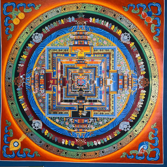Purely hand-painted Mandala Thangka, hand-painted with mineral raw materials, not afraid to zoom in and see it carefully