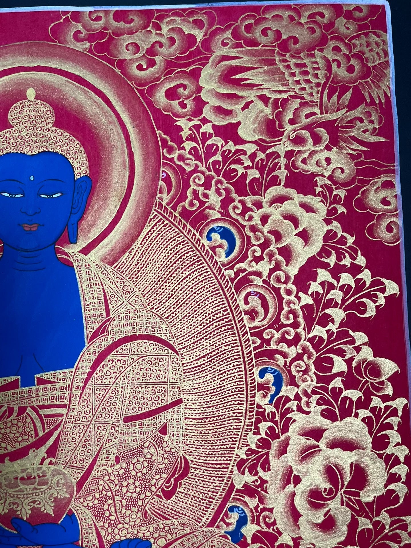 Nepalese master's pure handmade medicine buddha thangka, hand-painted with mineral raw materials, dignified and kind face