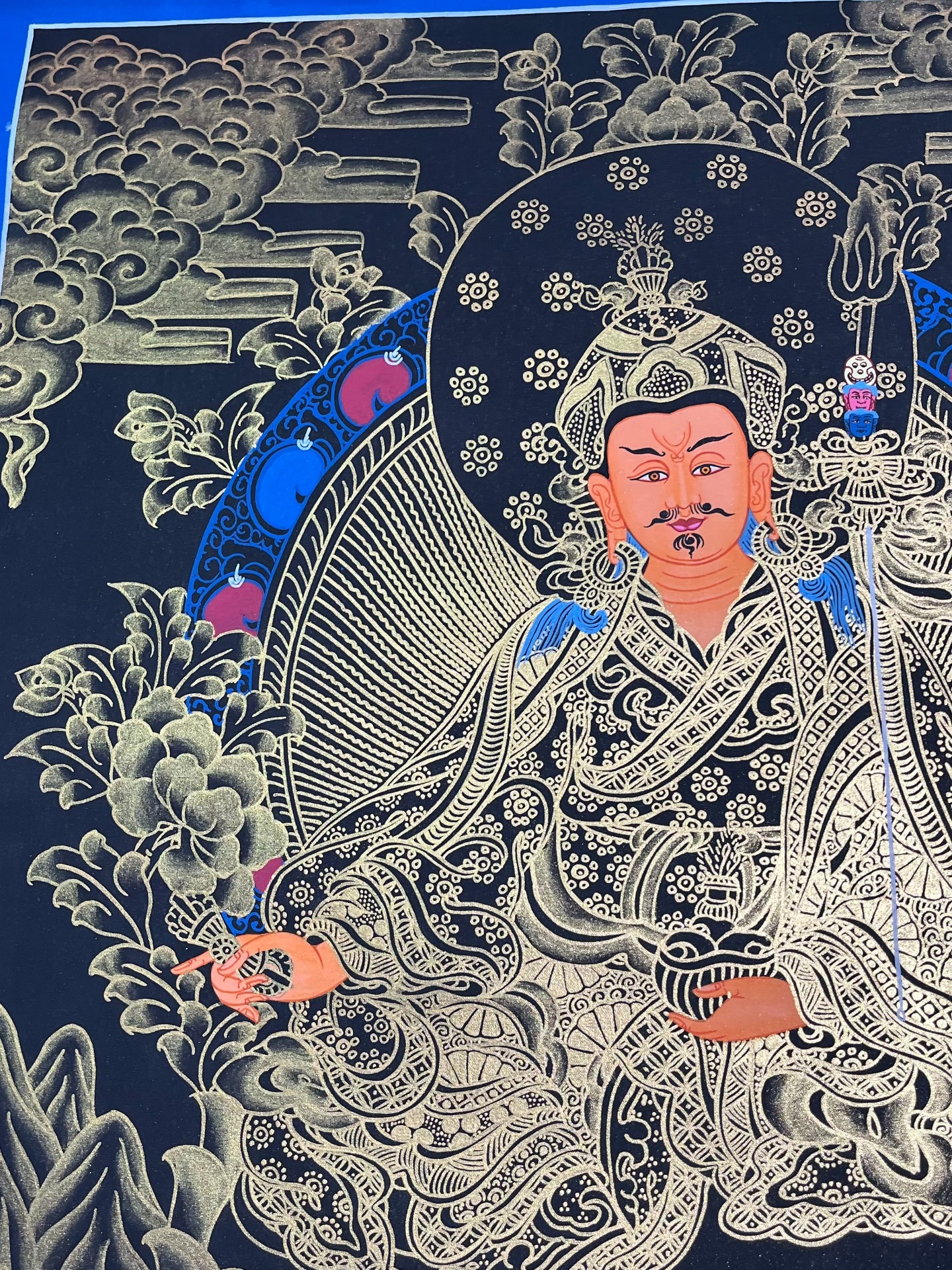 Purely hand-painted lotus peanut master thangka, hand-painted with mineral raw materials
