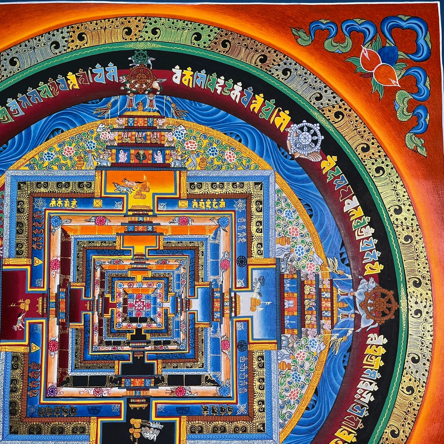 Purely hand-painted Mandala Thangka, hand-painted with mineral raw materials, not afraid to zoom in and see it carefully