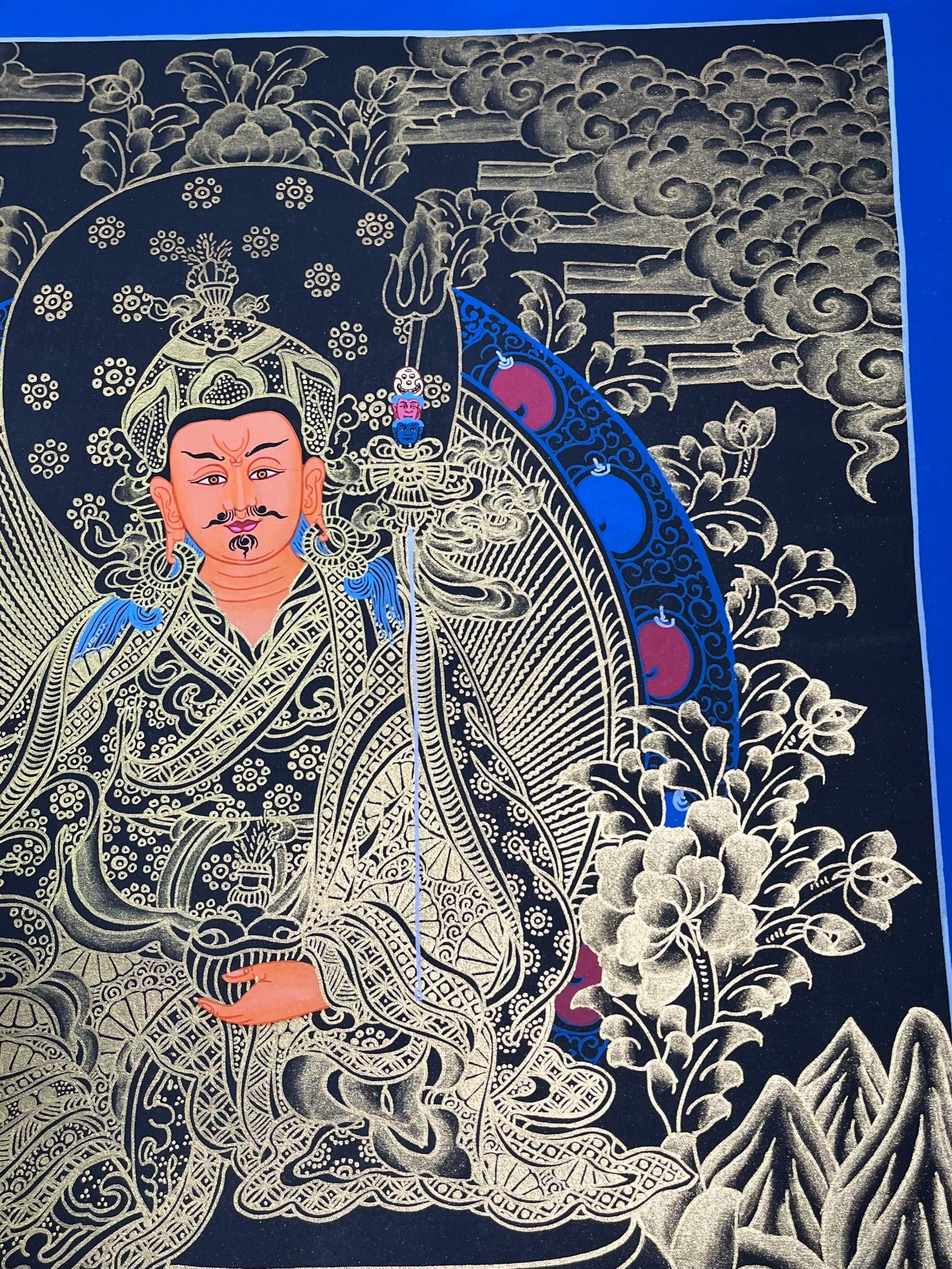 Purely hand-painted lotus peanut master thangka, hand-painted with mineral raw materials