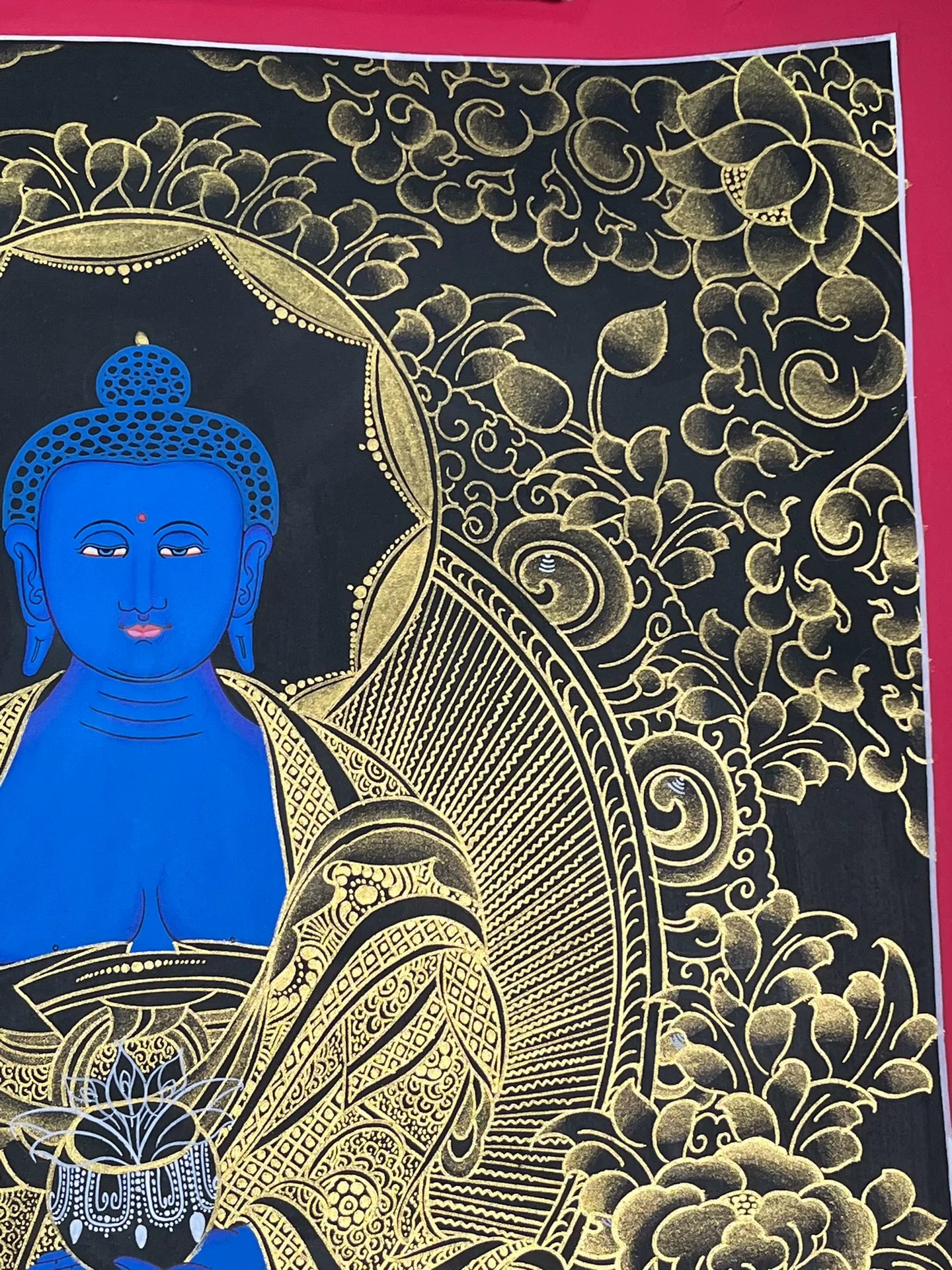 Nepalese master's pure handmade medicine buddha thangka, hand-painted with mineral raw materials, dignified and kind face