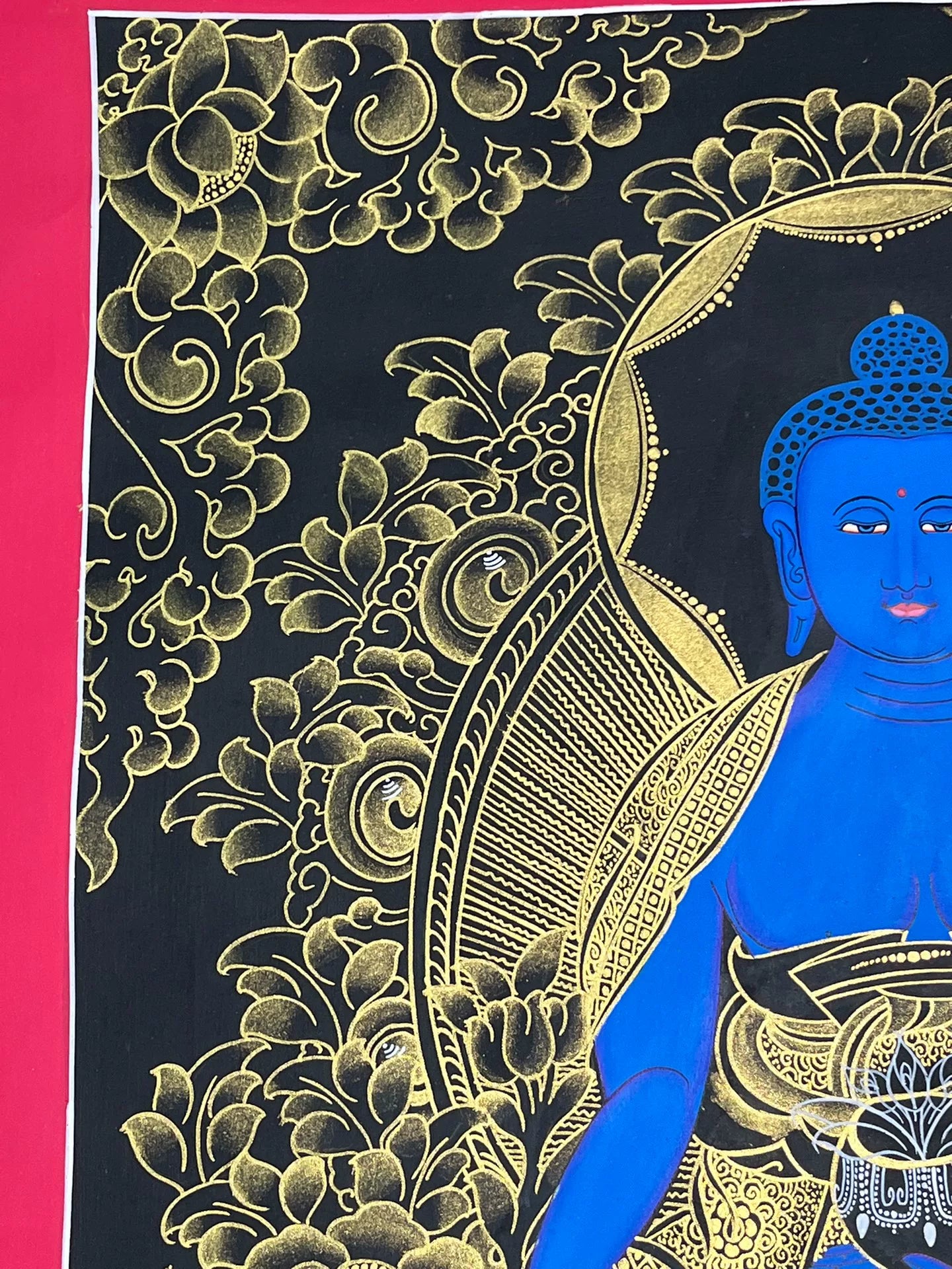 Nepalese master's pure handmade medicine buddha thangka, hand-painted with mineral raw materials, dignified and kind face