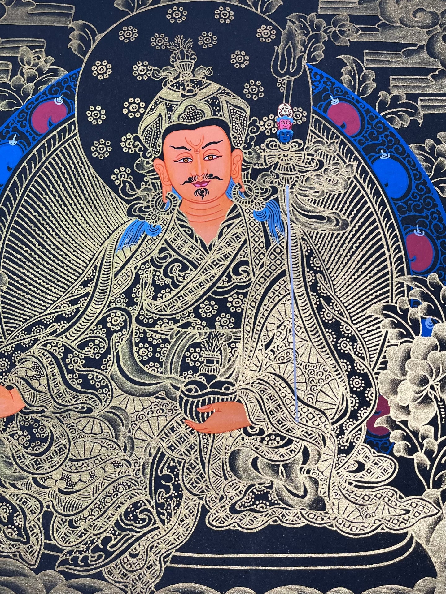 Purely hand-painted lotus peanut master thangka, hand-painted with mineral raw materials