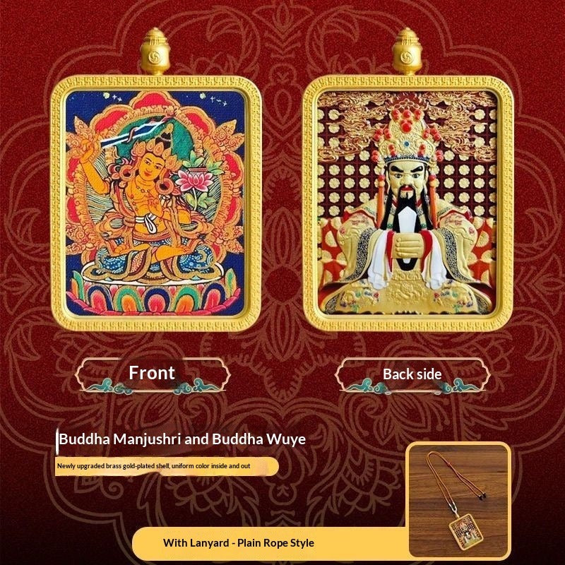 Five generals' zodiac guardian god double-sided three-dimensional relief hand-painted thangka pendant - attract wealth, suitable for both men and women's personal buddha