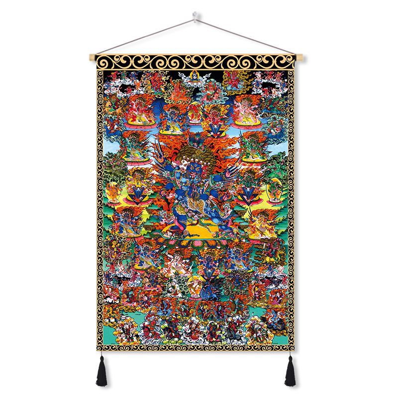 Tibetan thangka yellow god of wealth buddha statue fabric hanging painting decorative painting wall cloth entrance aisle hanging cloth background cloth customized