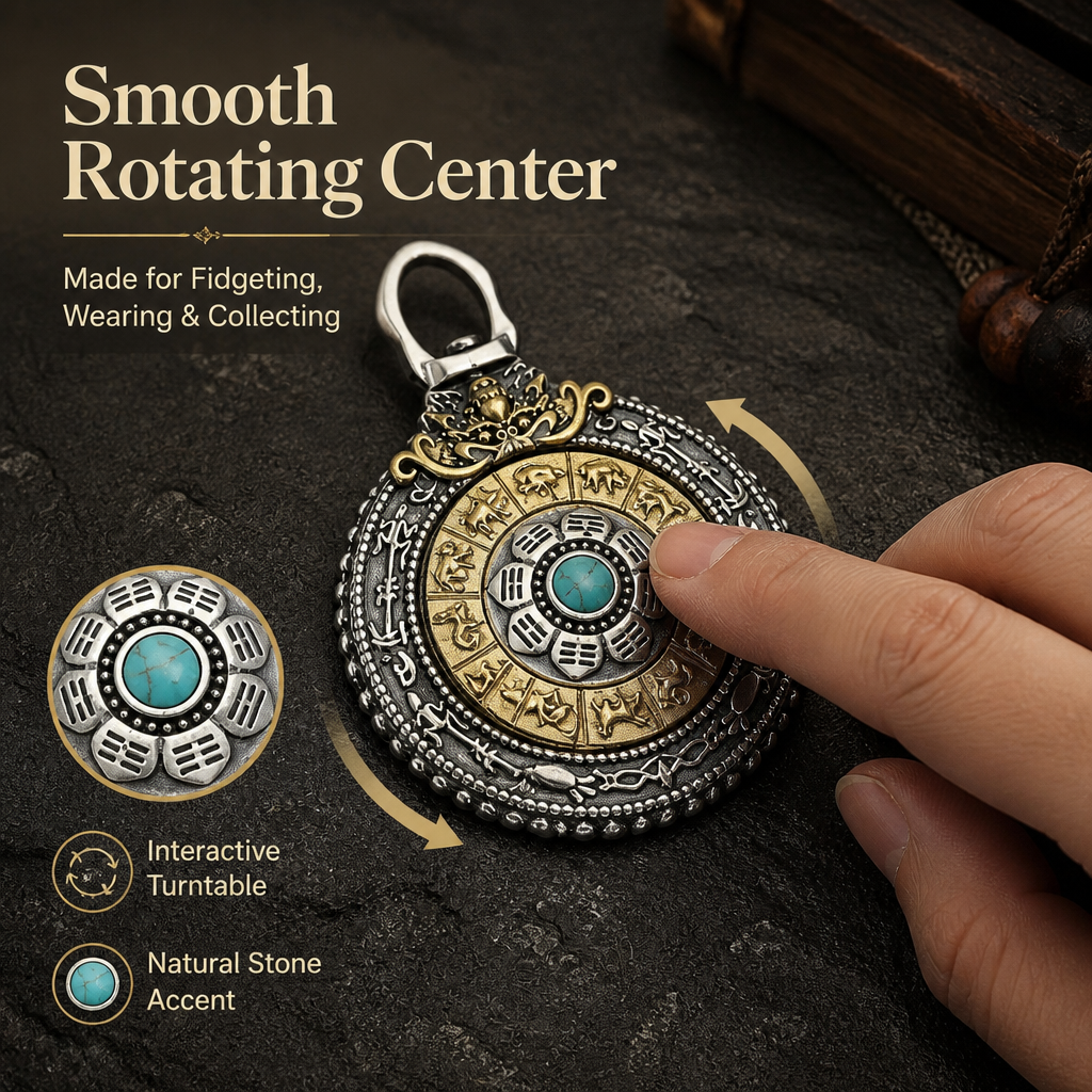 Tibetan manjusri nine palaces bagua card pendant pendant rotating zodiac sign zodiac year old nine doors genuine