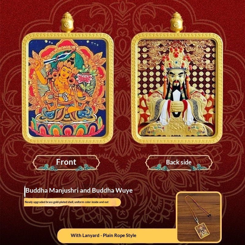 Five generals' zodiac guardian god double-sided three-dimensional relief hand-painted thangka pendant - attract wealth, suitable for both men and women's personal buddha