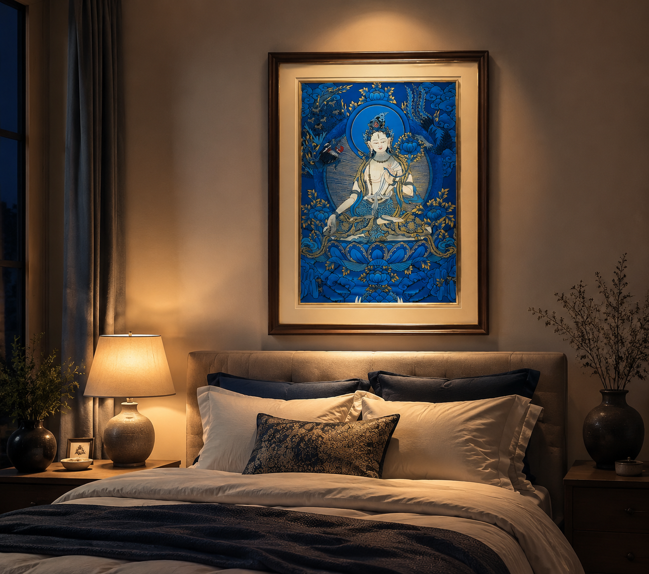 Nepalese master's pure handmade white tara thangka, mineral raw materials are hand-painted, the face is dignified and kind